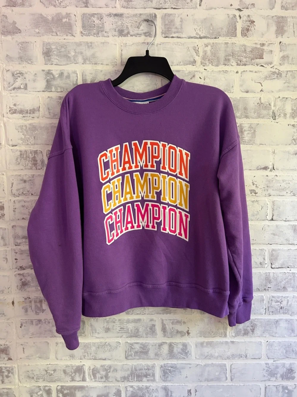 Champion Sweatshirt Womens Med Purple Crewneck Pullover Sweater Outdoors Casual